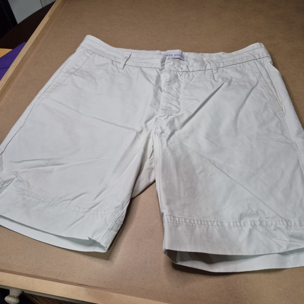 Orlebar Brown Crisp Cream Flat Front Shorts